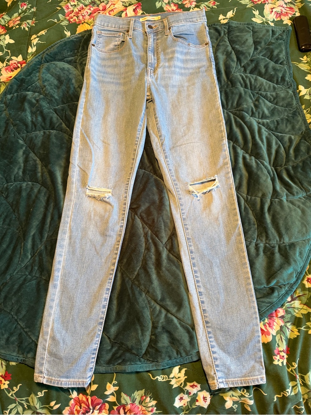 Light Wash Skinny Jeans with Knee Rips - Women